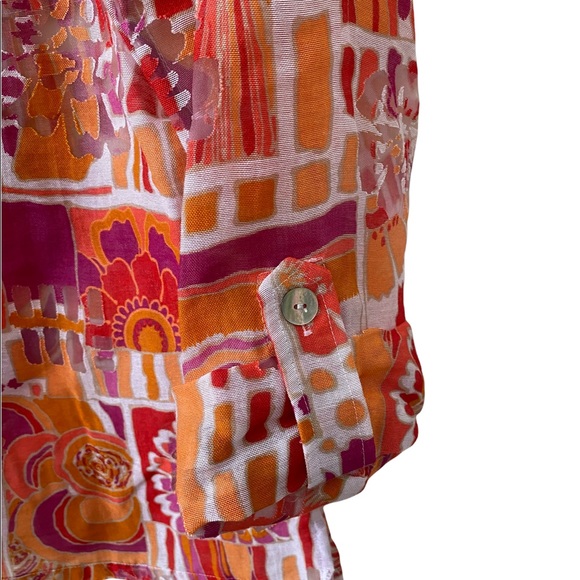 Sapphire Star Women’s Pink Orange Sheer Blouse SZ 14 - Picture 5 of 6